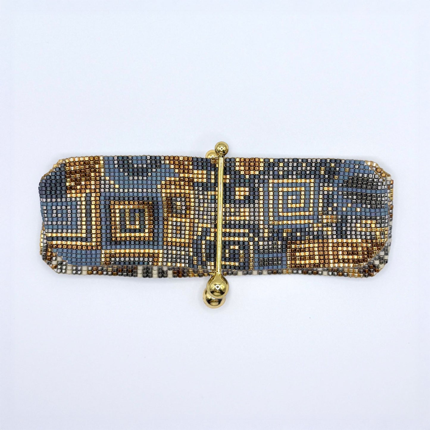 Fine Art Bracelet in Gold, Bronze, Metallic Blue and Gunmetal