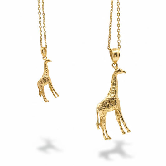 Solid 14K Gold Giraffe Charm Necklace
