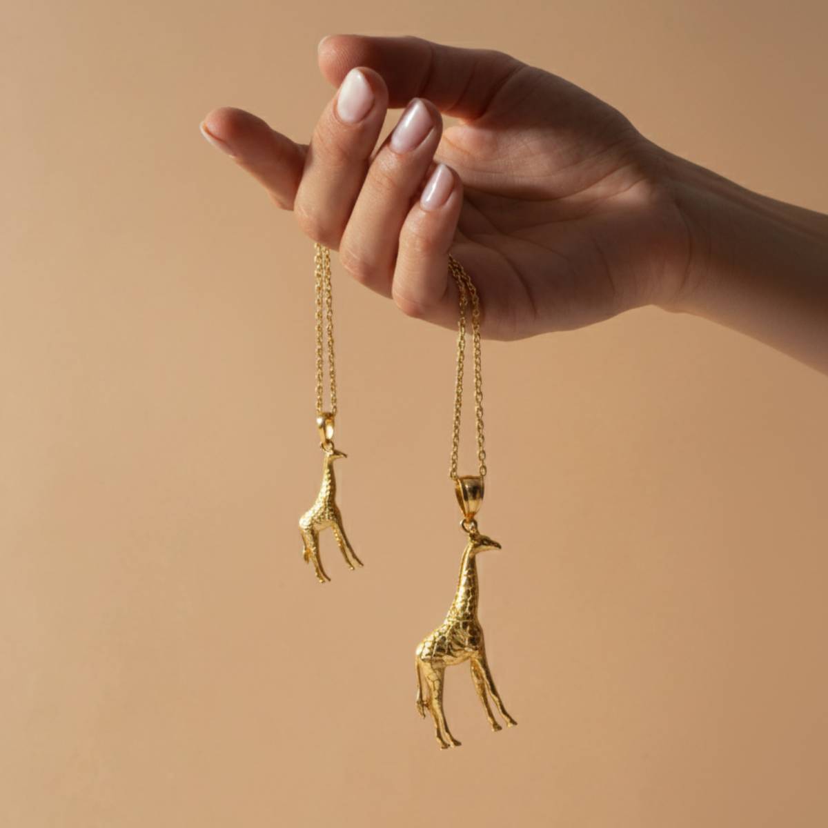 Solid 14K Gold Giraffe Charm Necklace