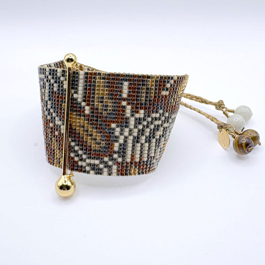 Fine Art Bracelet in Gold, Bronze, Gunmetal and Pearl