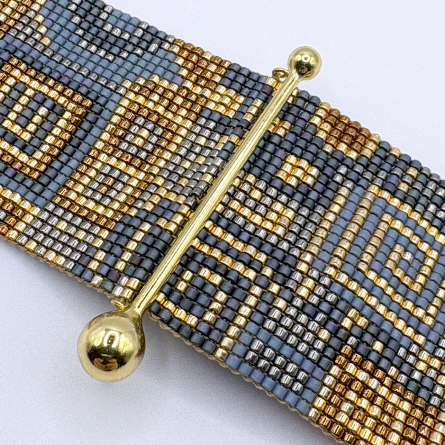 Fine Art Bracelet in Gold, Bronze, Metallic Blue and Gunmetal