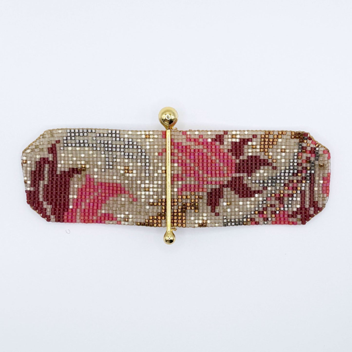 Fine Art Bracelet in Gold, Terracotta, Coral, Pearl White and Gunmetal