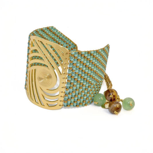 Twist Bracelet in Turquoise, Green and Bronze